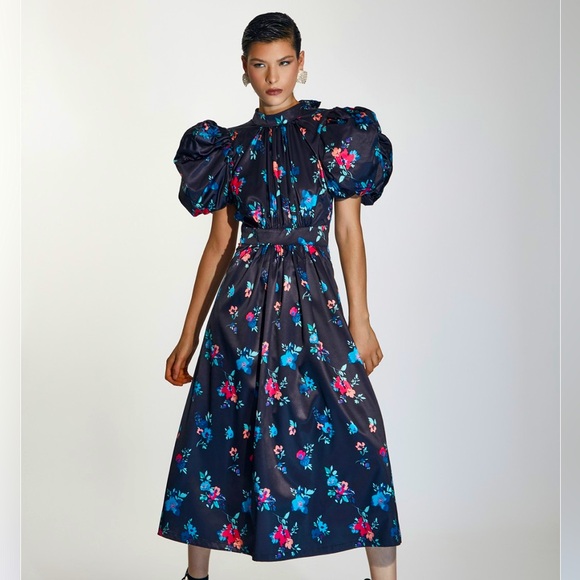 Dresses & Skirts - ROTATE BIRGER CHRISTENSEN Noon Puff Sleeves Dress in Satin